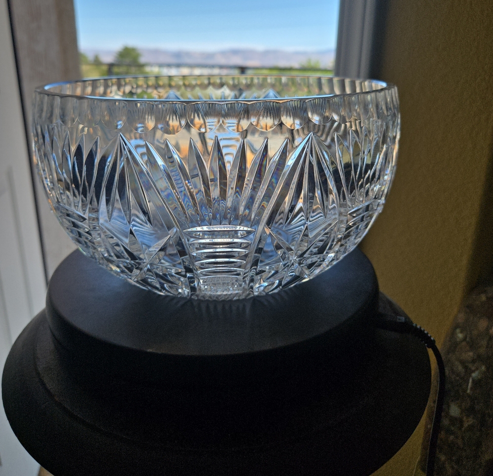 Clear Hand Cut Crystal Vintage Glass Large Salad Or Decorative Bowl